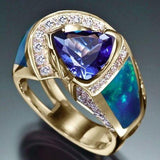 Rosa Ring mit ozeanblauem Motiv