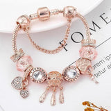 Rosa Traumfänger-Armband mit Anhängern in Weißgold