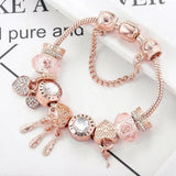 Rosa Traumfänger-Armband mit Anhängern in Weißgold