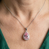 Halskette mit rosa Tropfen | Weißgold
