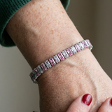 Tennisarmband „Rosa Linie“ | Weißgold