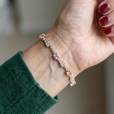 Tennisarmband mit rosé Quadraten | Gold