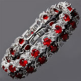 Bracelet tennis « Vrille de rubis » | Or blanc