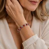 Bracelet tennis « Vrille de rubis » | Or blanc