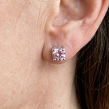 Boucles d'oreilles rondes saphir rose | Or blanc