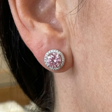 Runde Ohrstecker mit rosa Pavé | Weißgold