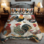 Ensemble de lit matelassé 3 pièces - Poules