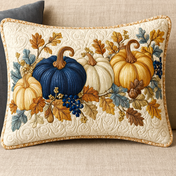 Taie d'oreiller matelassée Récolte Bleue Rustique