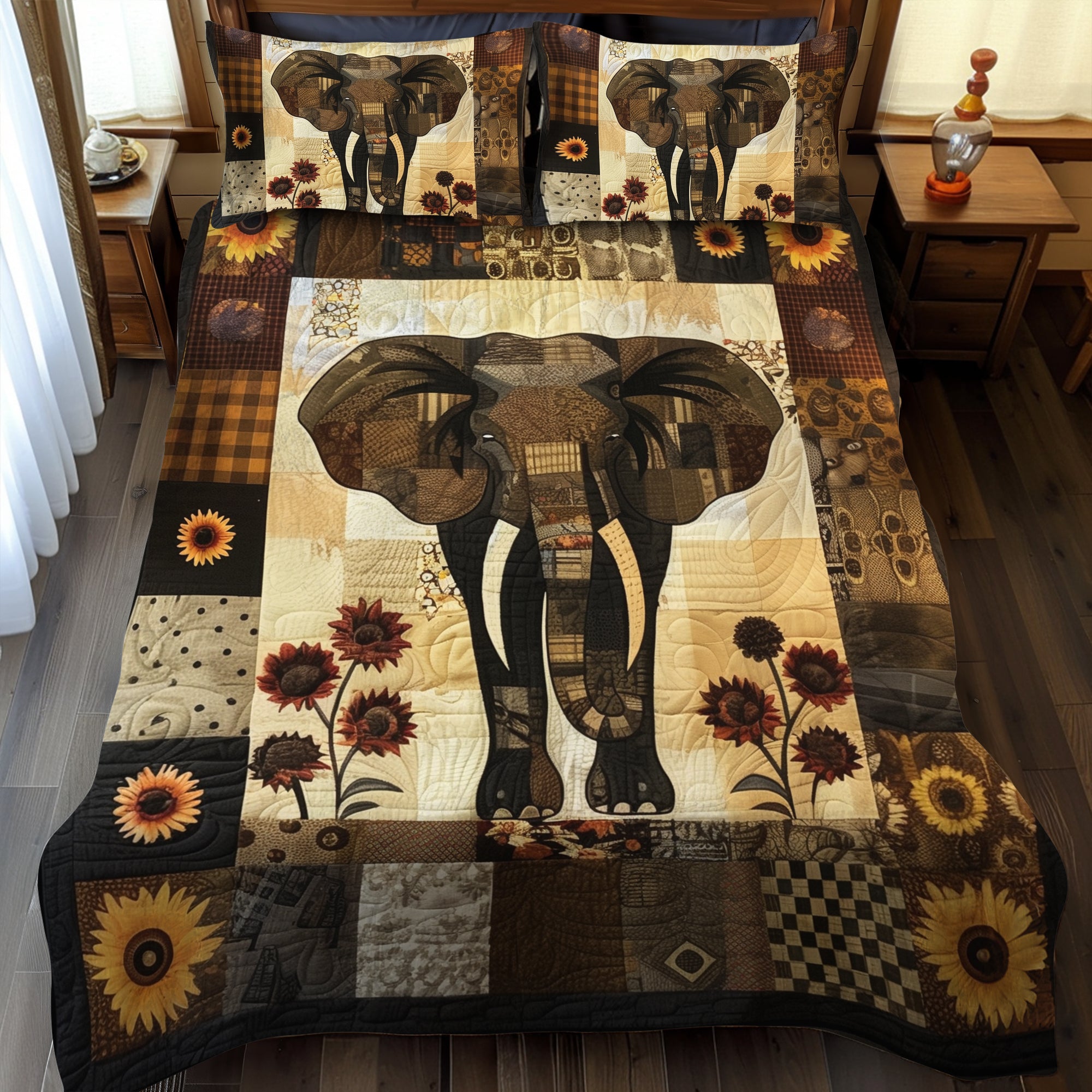 Ensemble de lit matelassé 3 pièces - Éléphant