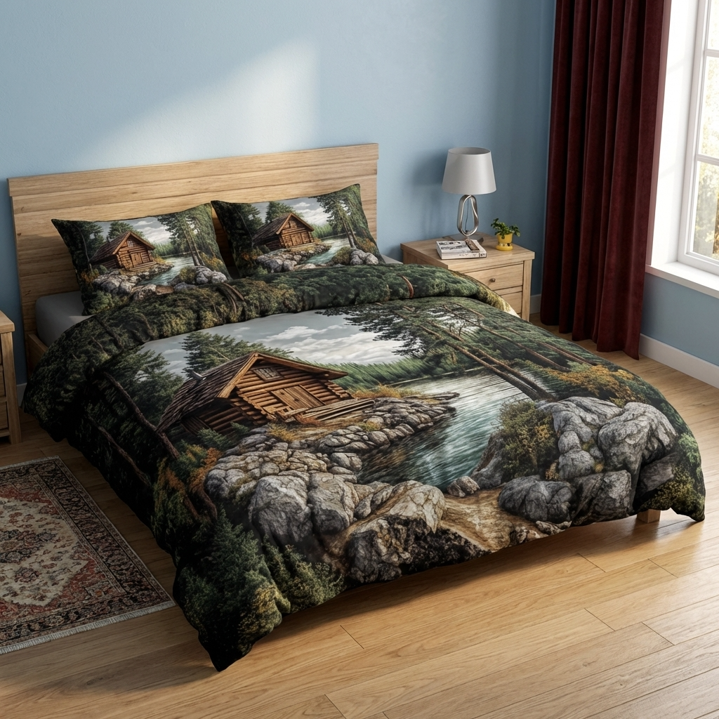 Ensemble de lit matelassé 3 pièces - Log Cabin Rustique