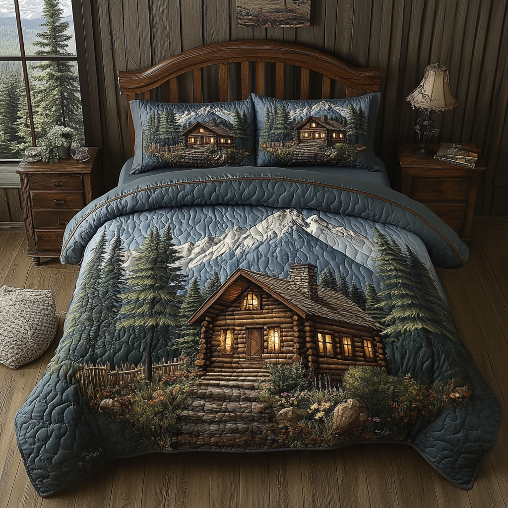 Ensemble de lit matelassé 3 pièces - Log Cabin Rustique