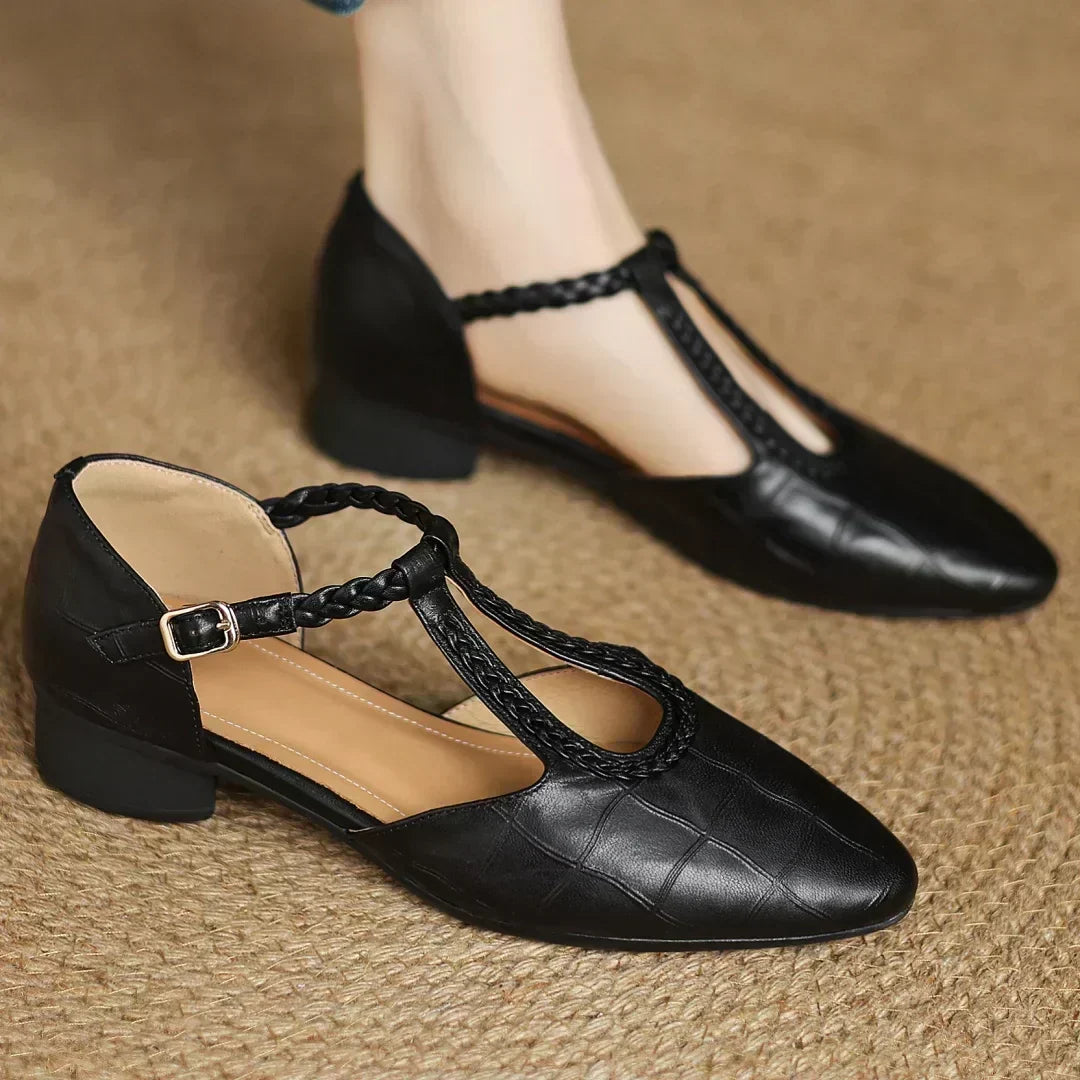 Greta – Salomés en cuir à bride tressée