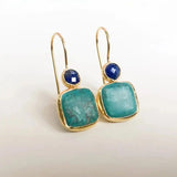 Pendantes pierre turquoise et accent bleu