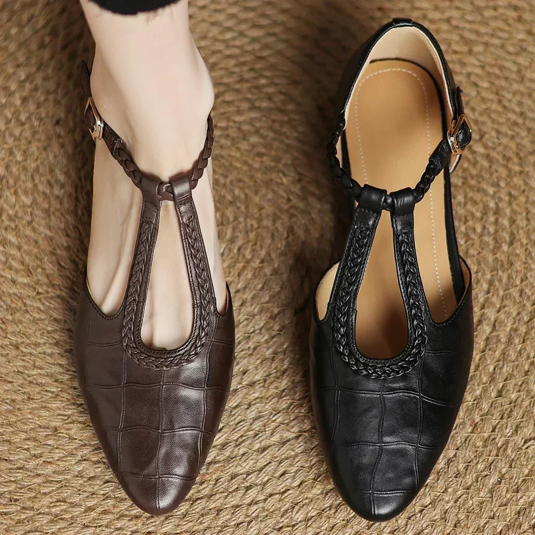 Greta – Salomés en cuir à bride tressée
