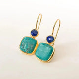 Pendantes pierre turquoise et accent bleu