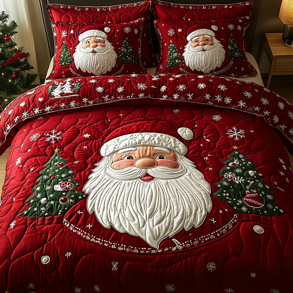 Ensemble de lit matelassé 3 pièces - Lueur du Père Noël