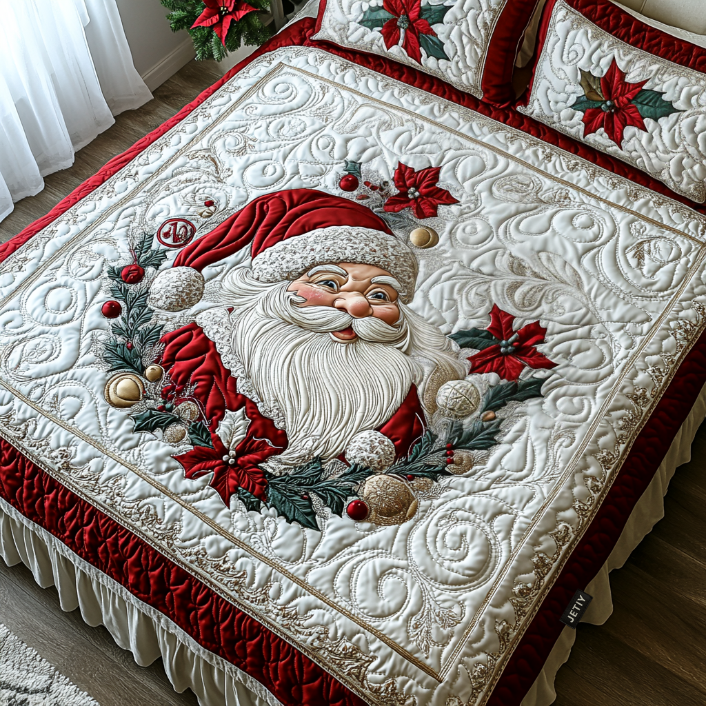 Ensemble de lit matelassé 3 pièces - Gaieté du Père Noël