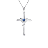 Collier croix saphir | Or blanc