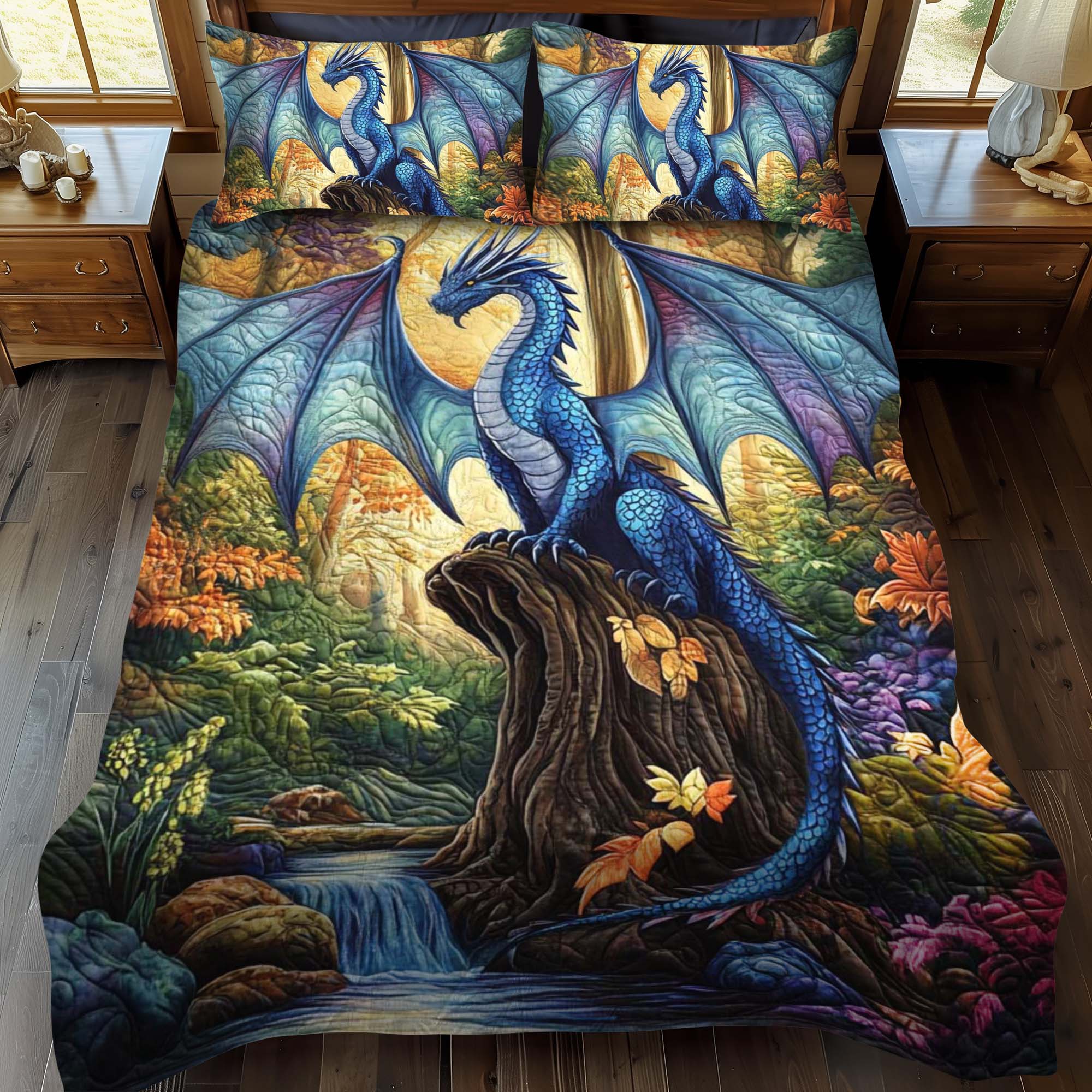 Ensemble de lit matelassé 3 pièces - Envol de Saphir