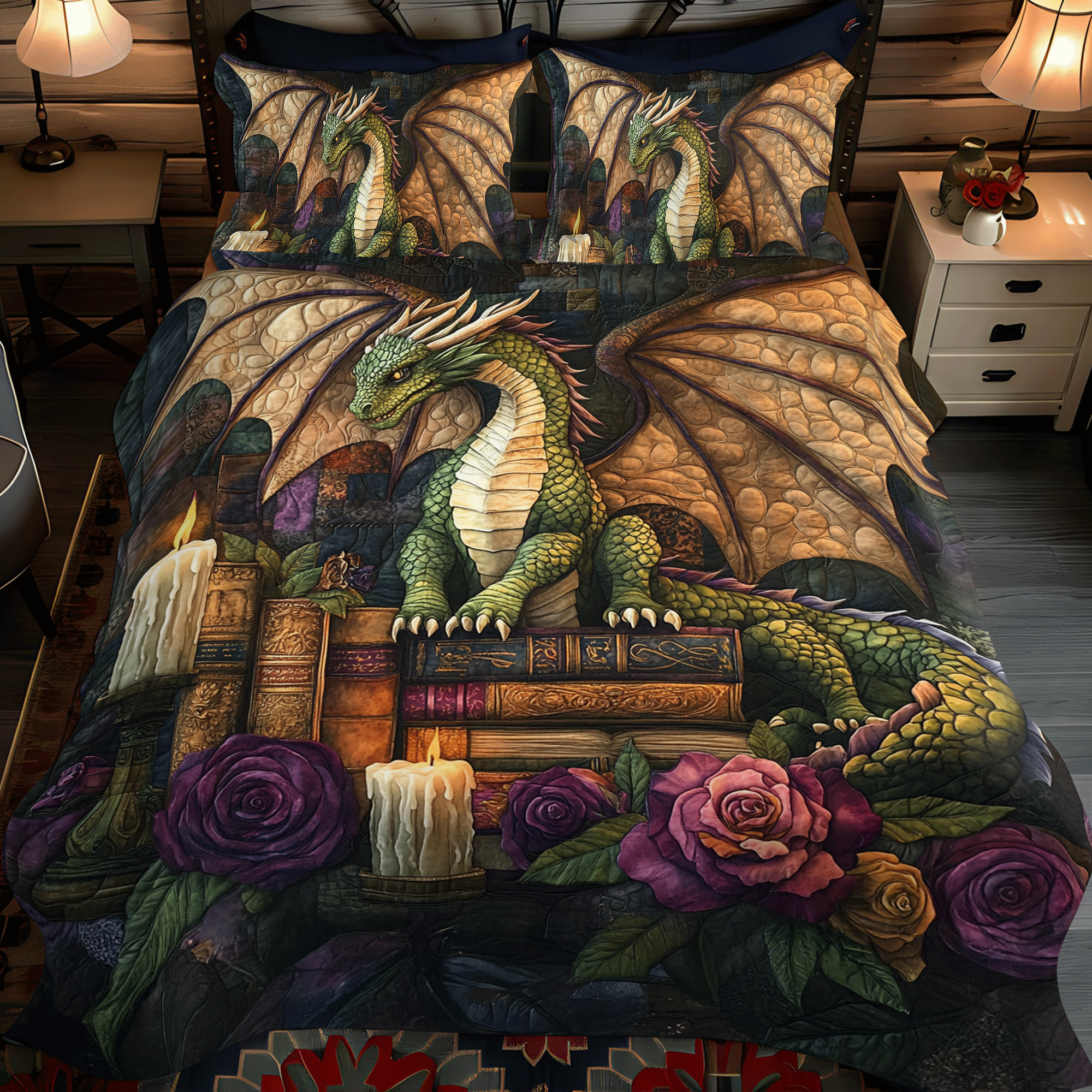 Ensemble de lit matelassé 3 pièces - Dragon