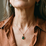 Ensemble : collier et boucles d'oreilles cristal vert | Or