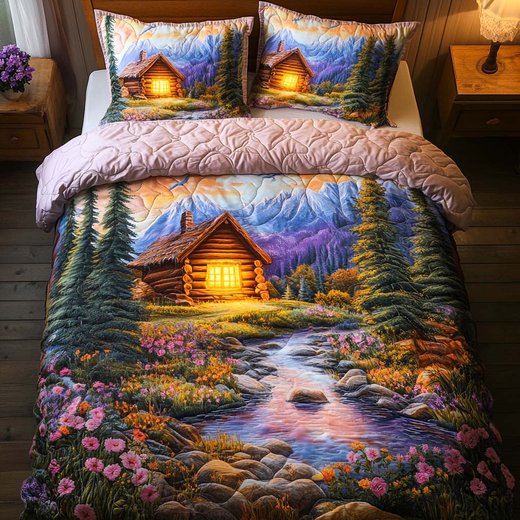 Ensemble de lit matelassé 3 pièces - Log Cabin