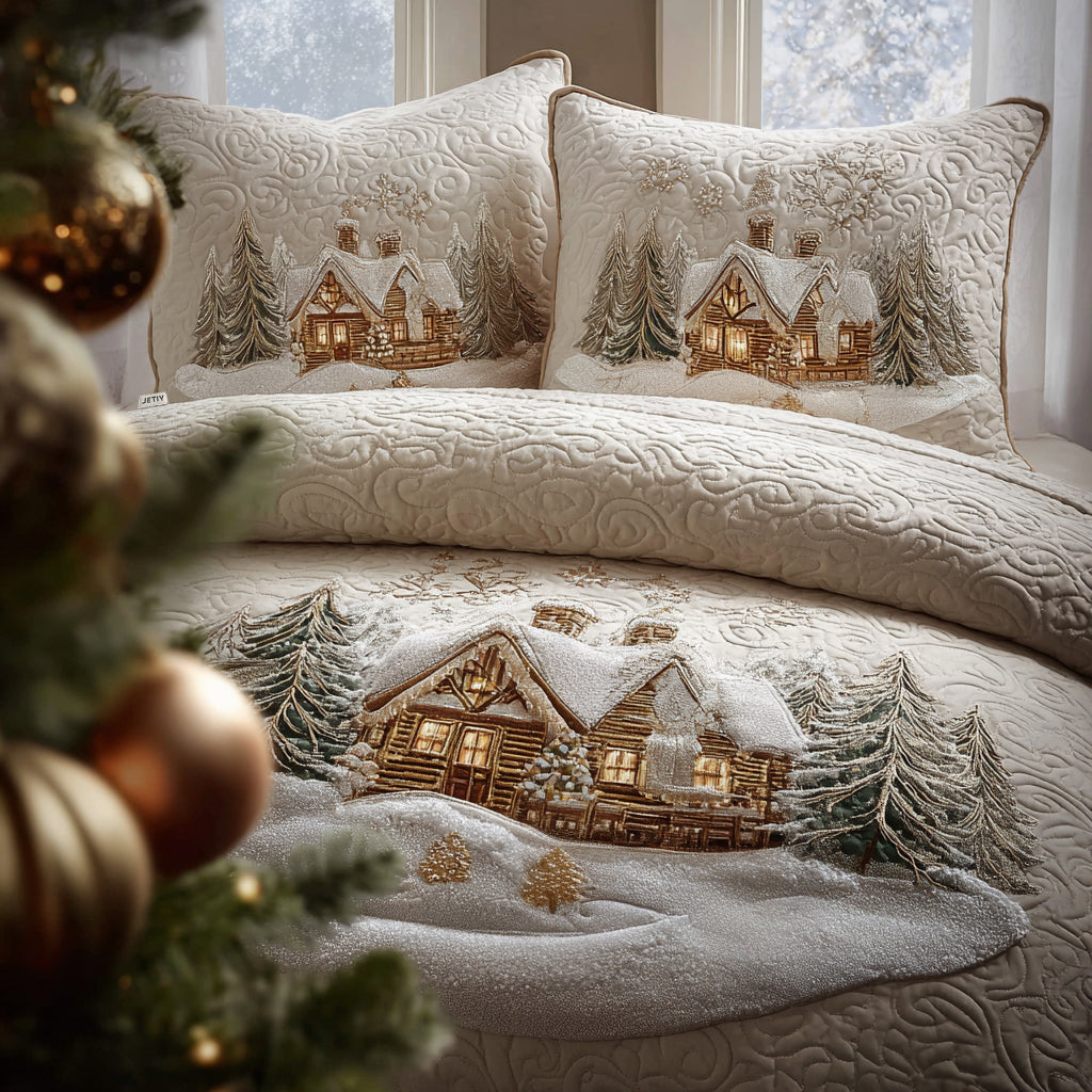 Ensemble de lit matelassé 3 pièces - Chalet sous la Neige