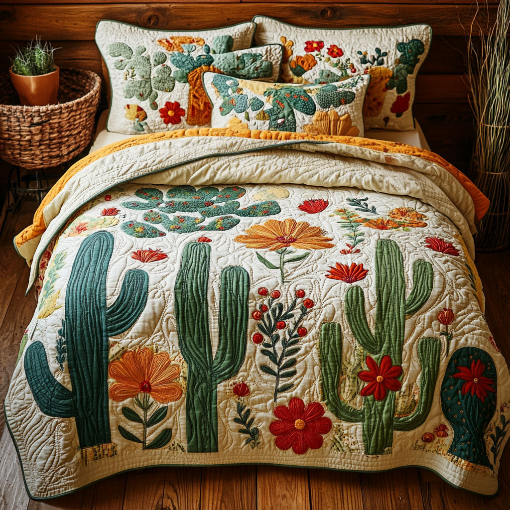 Ensemble de lit matelassé 3 pièces - Fleurs du Sud-Ouest