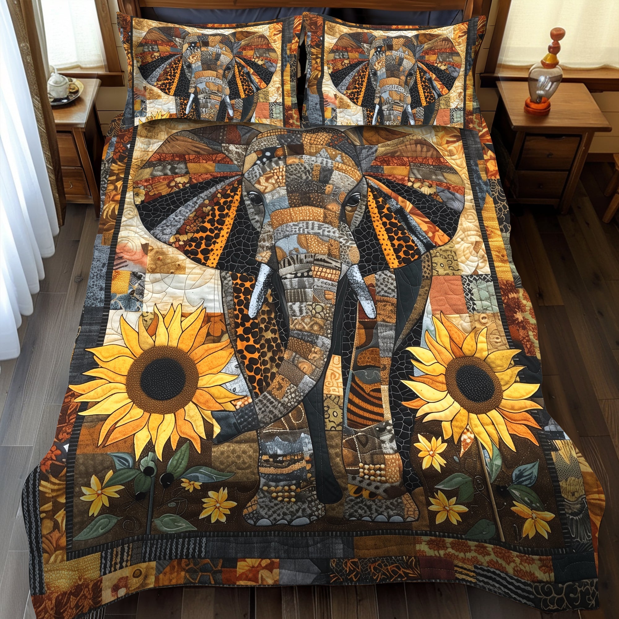 Ensemble de lit matelassé 3 pièces - Éléphant
