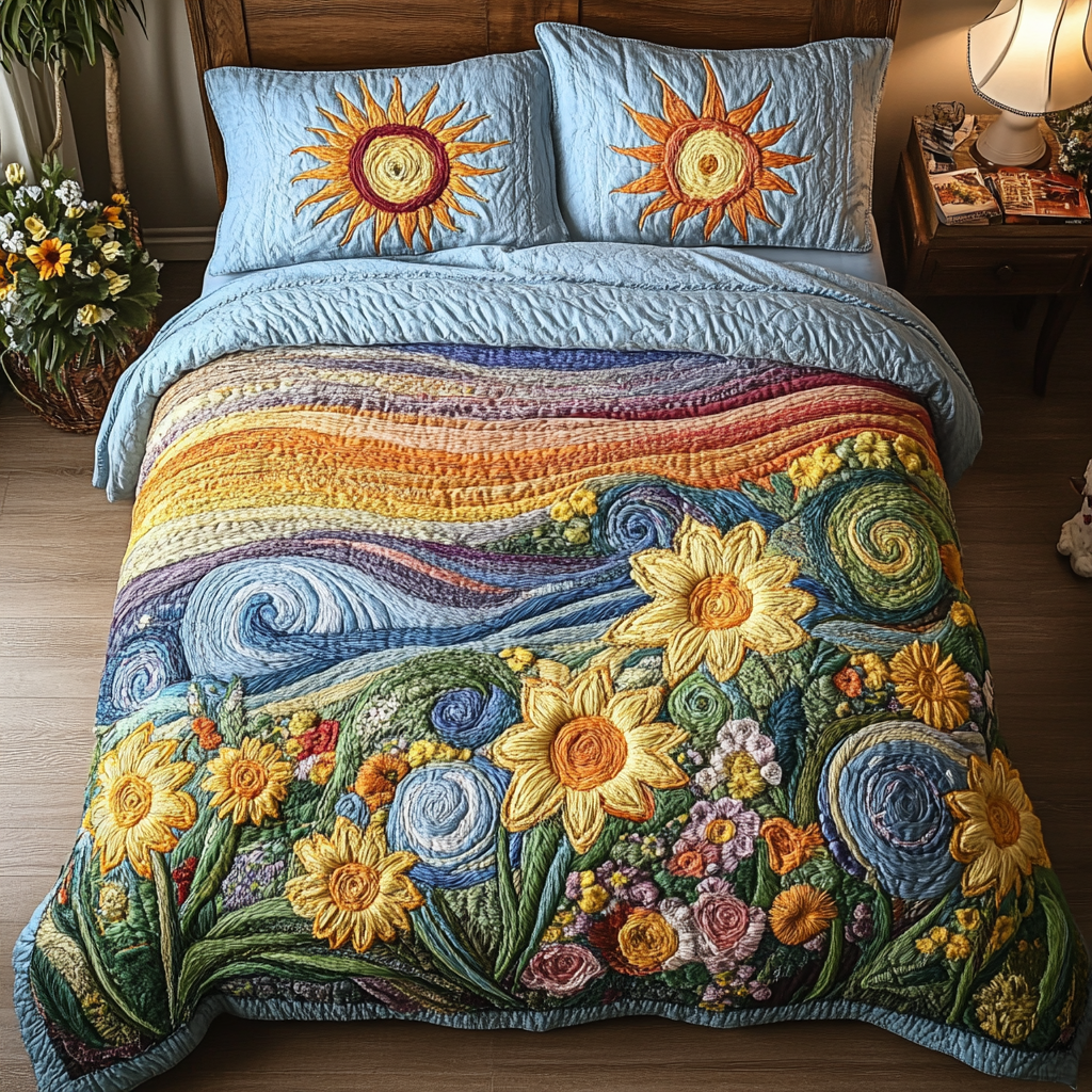 Ensemble de lit matelassé 3 pièces - Rêve de Tournesol