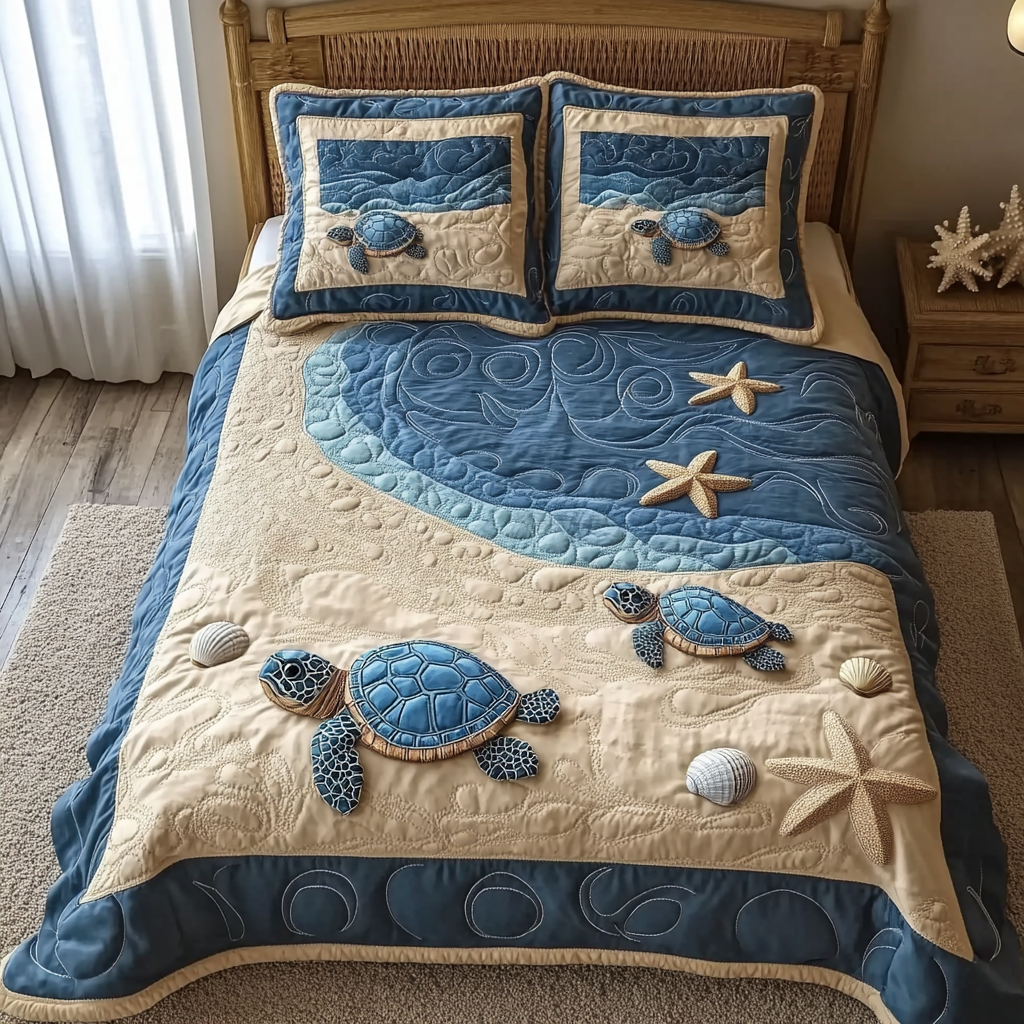 Ensemble de lit matelassé 3 pièces - Rivage Ensoleillé