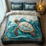 Ensemble de lit matelassé 3 pièces - Tortues Marines