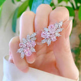 Boucles d'oreilles fleurs Talia | Or blanc