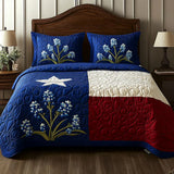 3-teiliges gestepptes Bettwäsche-Set – Texas Pride