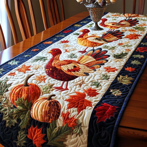 Chemin de table matelassé Dindes de Thanksgiving