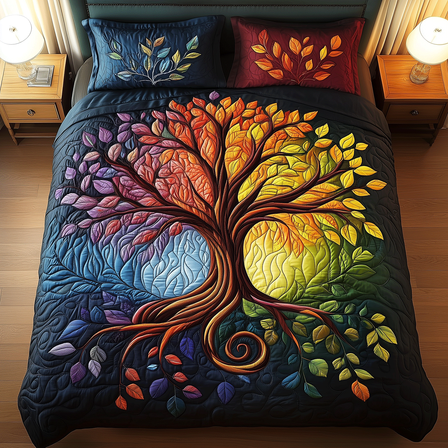 Ensemble de lit matelassé 3 pièces - Arbre d'Harmonie