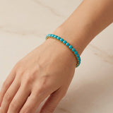 Bracelet tennis rond turquoise | Or