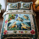 Ensemble de lit matelassé 3 pièces - Tortues Marines