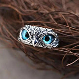 Bague chouette ajustable avec opale en or blanc