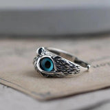 Bague chouette ajustable avec opale en or blanc