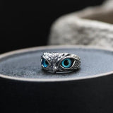 Bague chouette ajustable avec opale en or blanc