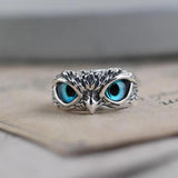 Bague chouette ajustable avec opale en or blanc