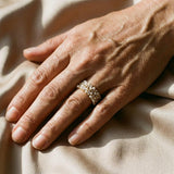 Bague rétro ajustable perles et cristaux dorés