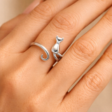 Bague chaton ajustable en or blanc