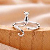 Bague chaton ajustable en or blanc