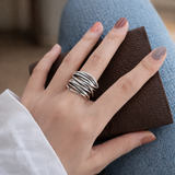 Bague ajustable multirangs en or blanc