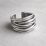 Bague ajustable multirangs en or blanc