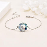 Bracelet ajustable pendentif chien en or blanc