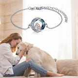 Bracelet ajustable pendentif chien en or blanc
