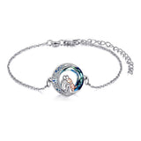Bracelet ajustable pendentif chien en or blanc